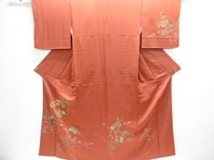 地紙に草花模様刺繍訪問着